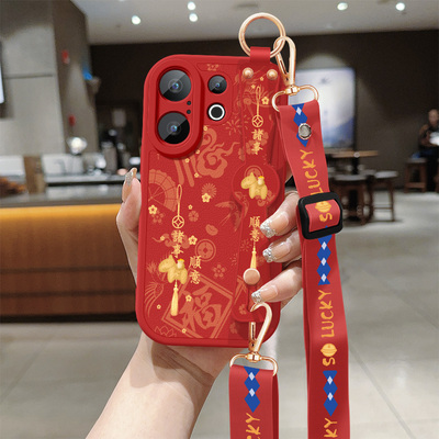 适用vivos30手机壳S30ProMini新款女士防摔VIVOs20pro红色小马s19pro带挂绳小羊皮s20新年s19保护套硅胶软外