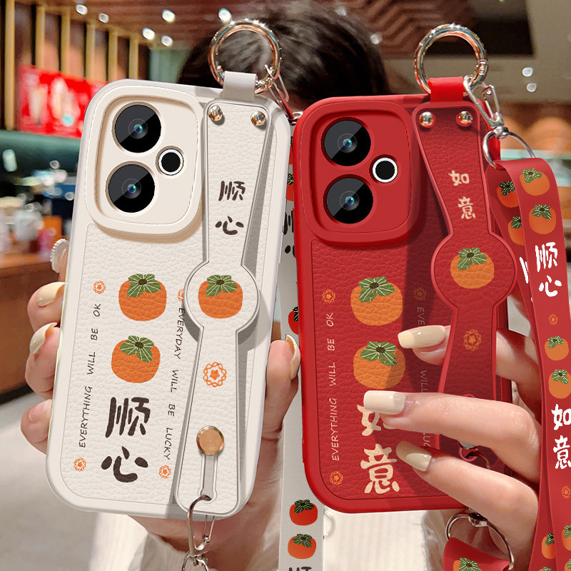 斜挎腕带★小羊皮细腻手感★天使眼镜头保护