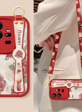 适用iqoo15手机壳vivoiqoo12pro新款女11pro红色玫瑰IQOO13腕带支架挂绳iqoo11s小羊皮防摔硅胶软iq00保护套