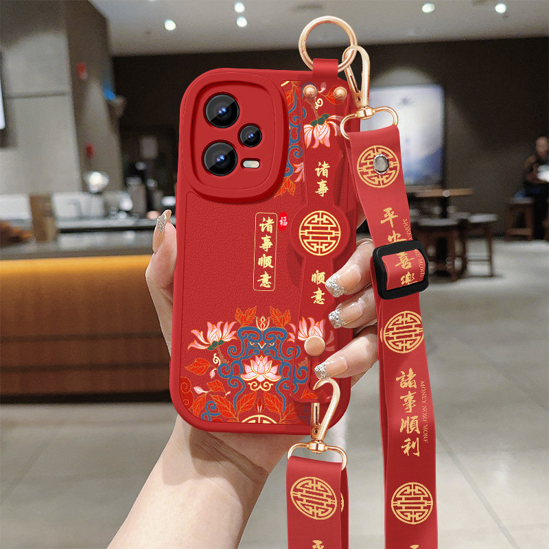 适用红米note12手机壳note12pro+女redmi12rpro平安喜乐带挂绳12turbo小羊皮12tpro硅胶软12r防摔新款保护套