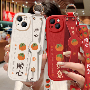 柿柿顺心适用苹果13手机壳iphone13pro新款女士13mini背带斜跨腕带挂绳13promax小羊皮保护套iphone硅胶软壳
