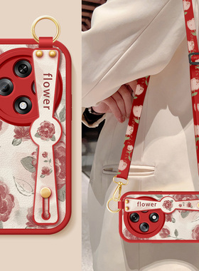适用oppoa3手机壳a3i新款女5G版红色玫瑰a3iplus腕带支架挂绳a3pro小羊皮A3保护套OPPO活力版a3x防摔硅胶软外