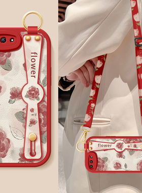 适用华为荣耀10手机壳10青春版新款女note10lite红色玫瑰腕带支架挂绳honorv10小羊皮保护套COL-AL10硅胶软外