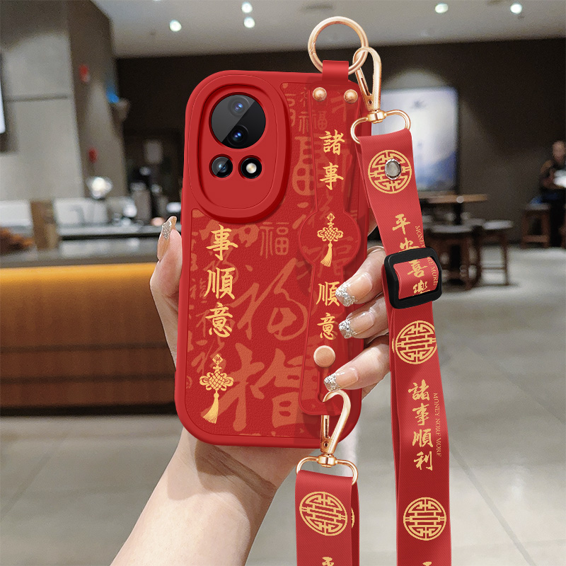 斜挎腕带★小羊皮细腻手感★天使眼镜头保护