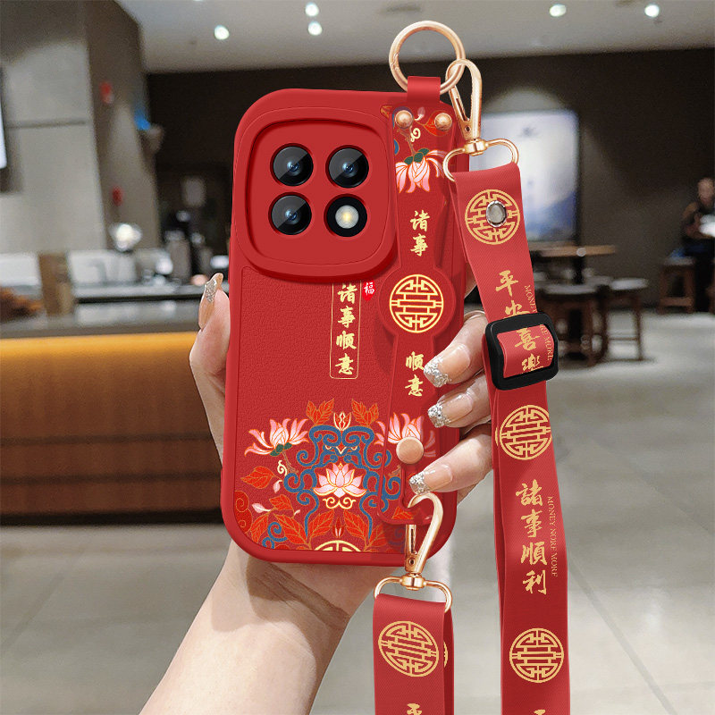 适用一加15手机壳1加13T女士oneplus12背9R小羊皮9rt腕带支架挂绳9pro平安喜乐8t防摔新款1+11保护套硅胶软外
