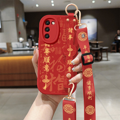 适用oppoa58手机壳a57新款女士诸事顺意a56s背带斜跨腕带支架opa58x挂绳a56小羊皮a55s保护套oppoa55硅胶软壳