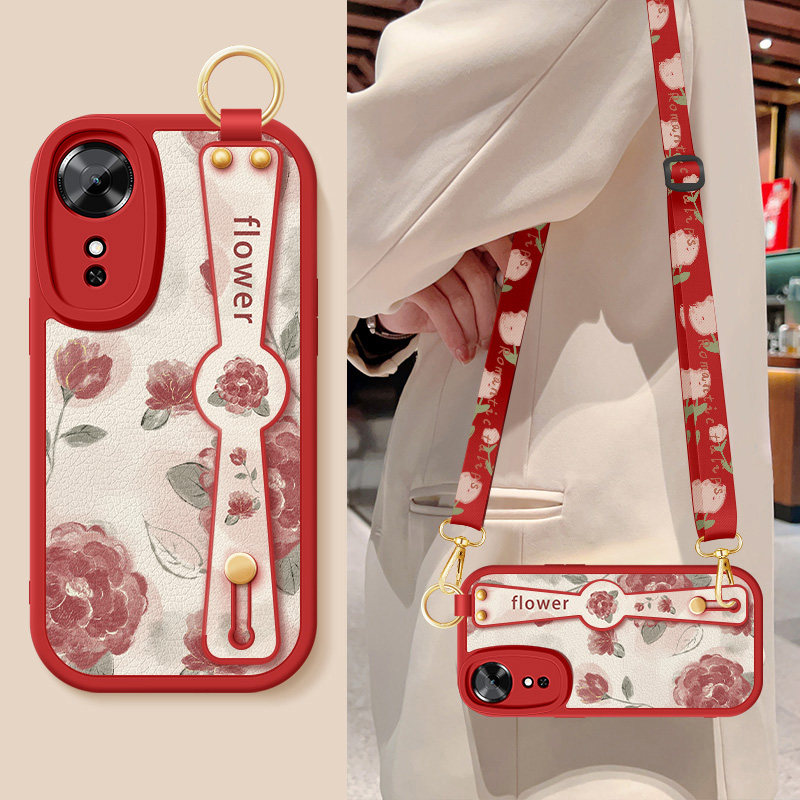 适用荣耀play9t手机壳play9tpro新款女生honorplay10c红色玫瑰腕带支架挂绳P9C保护套ALT一AN00防摔硅胶软壳