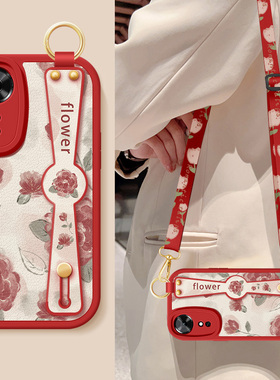 适用荣耀play9t手机壳play9tpro新款女生honorplay10c红色玫瑰腕带支架挂绳P9C保护套ALT一AN00防摔硅胶软壳