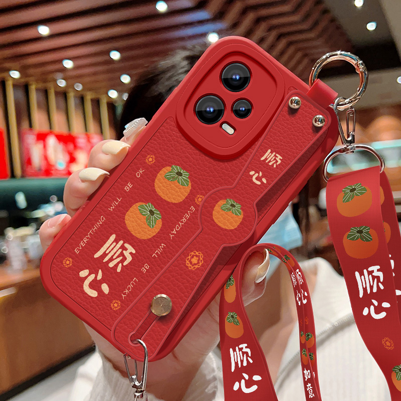 柿柿顺心适用红米note12手机壳note12pro+新款女12rpro背带斜挎支架挂绳12turbo小羊皮12tpro硅胶软12r保护套