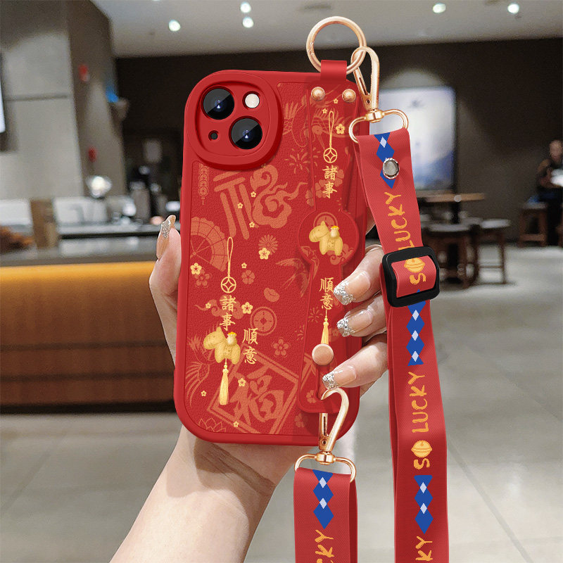 适用苹果13手机壳iphone13pro新款女士IP13mini红色小马带挂绳ip12promax小羊皮11pro防摔ip11保护套硅胶软壳