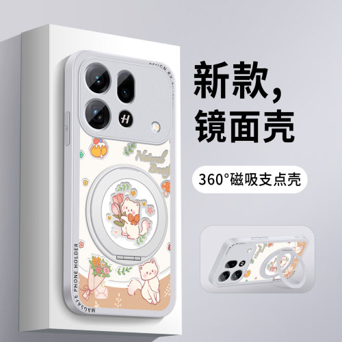 适用OPPOFindX10手机壳新款X10E可爱猫咪镜面findx10promax带旋转支架防摔高级好看oppo保护套Max硅胶硬女款