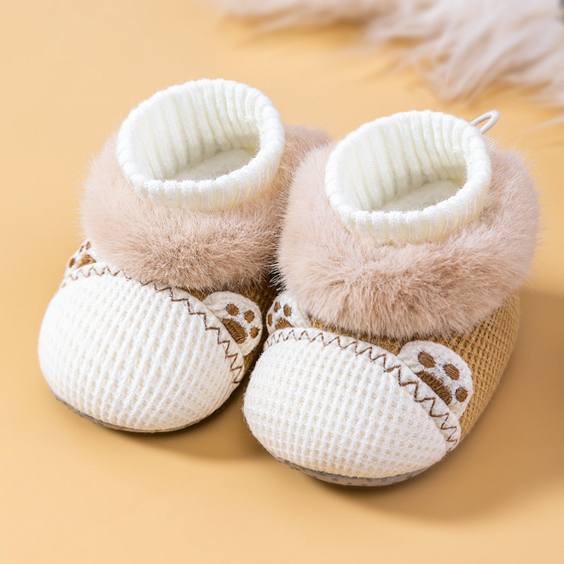 婴儿冬季加绒步前鞋0-1岁男女宝宝保暖可爱套脚步前鞋婴儿棉鞋6