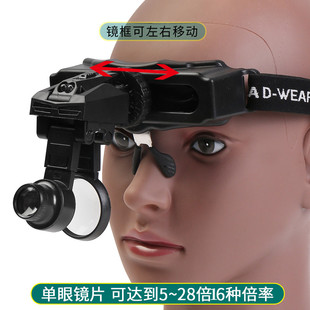 太阳火头戴眼镜式 高倍28倍维修雕刻放大镜带LED灯八组镜片3倍老人阅读看手机用高清维修焊接主板芯片用扩大器