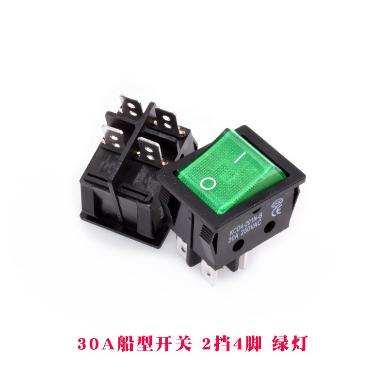 电焊机开关大电流电源翘板开关30A开关 T8555型KCD4带灯四脚2档