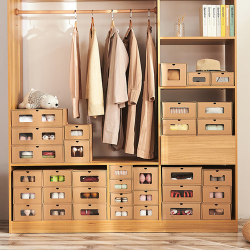 加厚抽屉式牛皮纸收纳鞋盒神器