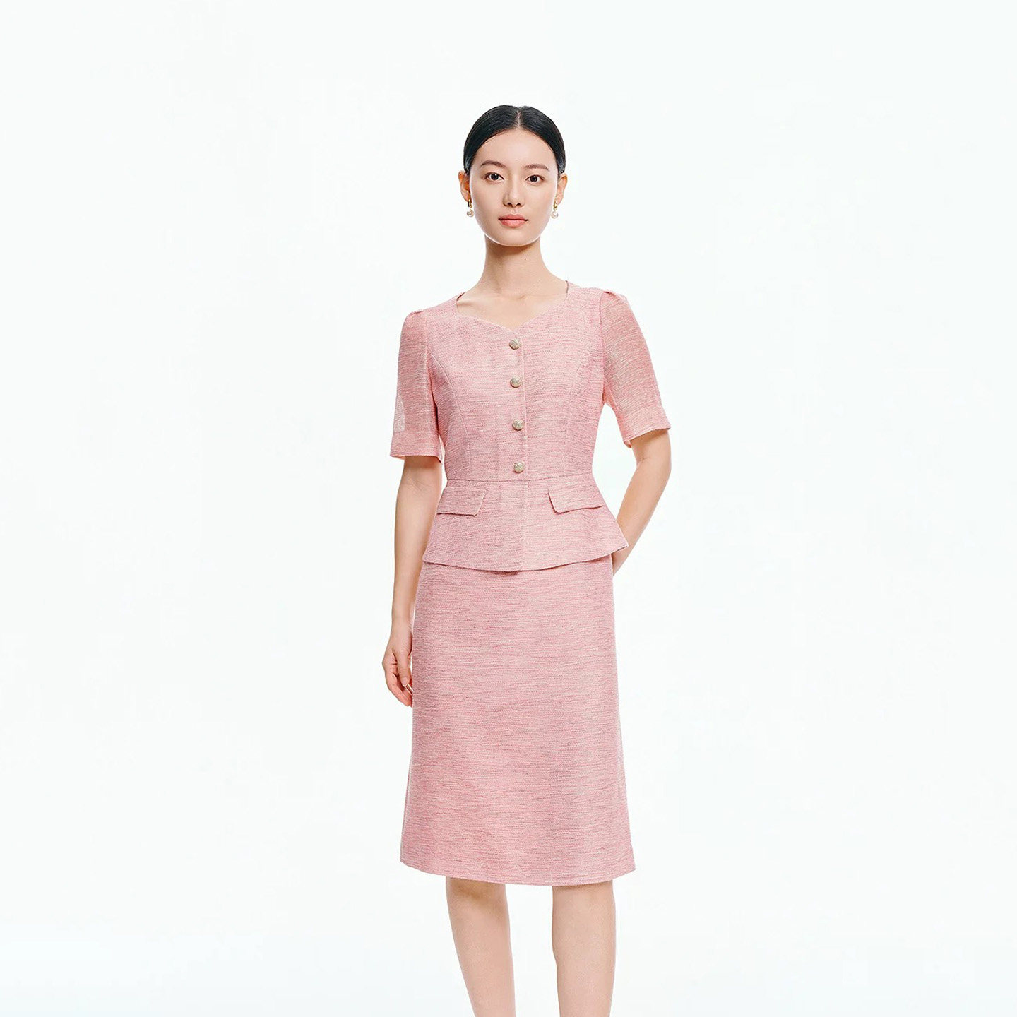 珂莱商场同款2026年夏季新款女装气质千金风假两件香风名媛连衣裙