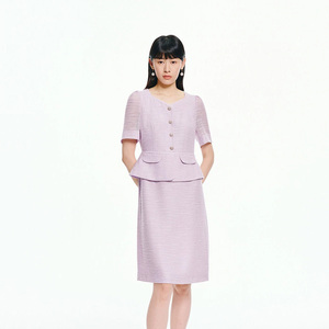 珂莱商场同款2026年夏季新款女装气质千金风假两件香风名媛连衣裙