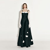 AtelierMissLu 芙洛拉 2024秋冬兰花造型裁片华丽大摆礼服长裙