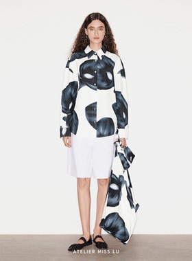 AtelierMissLu【盛夏池畔】2024春夏品牌定染马蹄莲印花衬衫