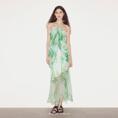 AtelierMissLu 2024春夏印花不规则拼接桑蚕丝半裙 摇摆海岛