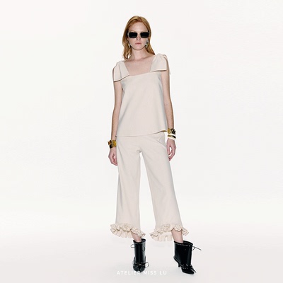 造型蝴蝶结设计A字上衣背心吊带