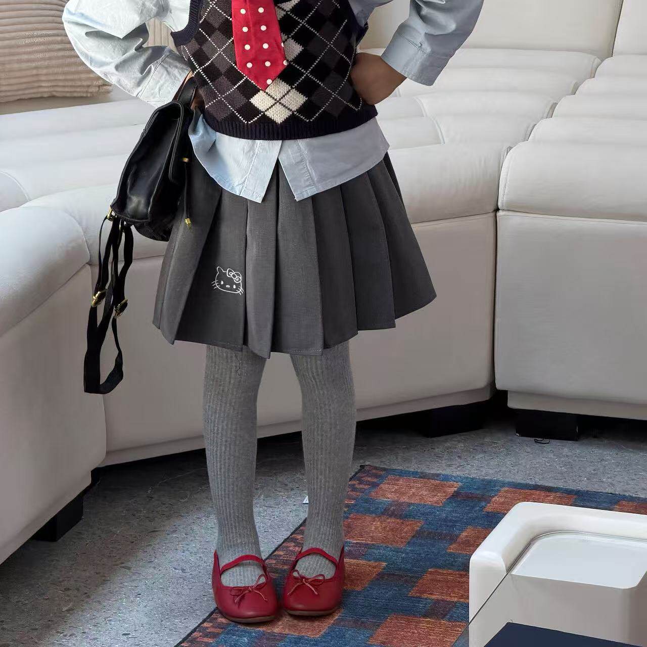 秋季新款女童纯棉学院风JK百褶裙