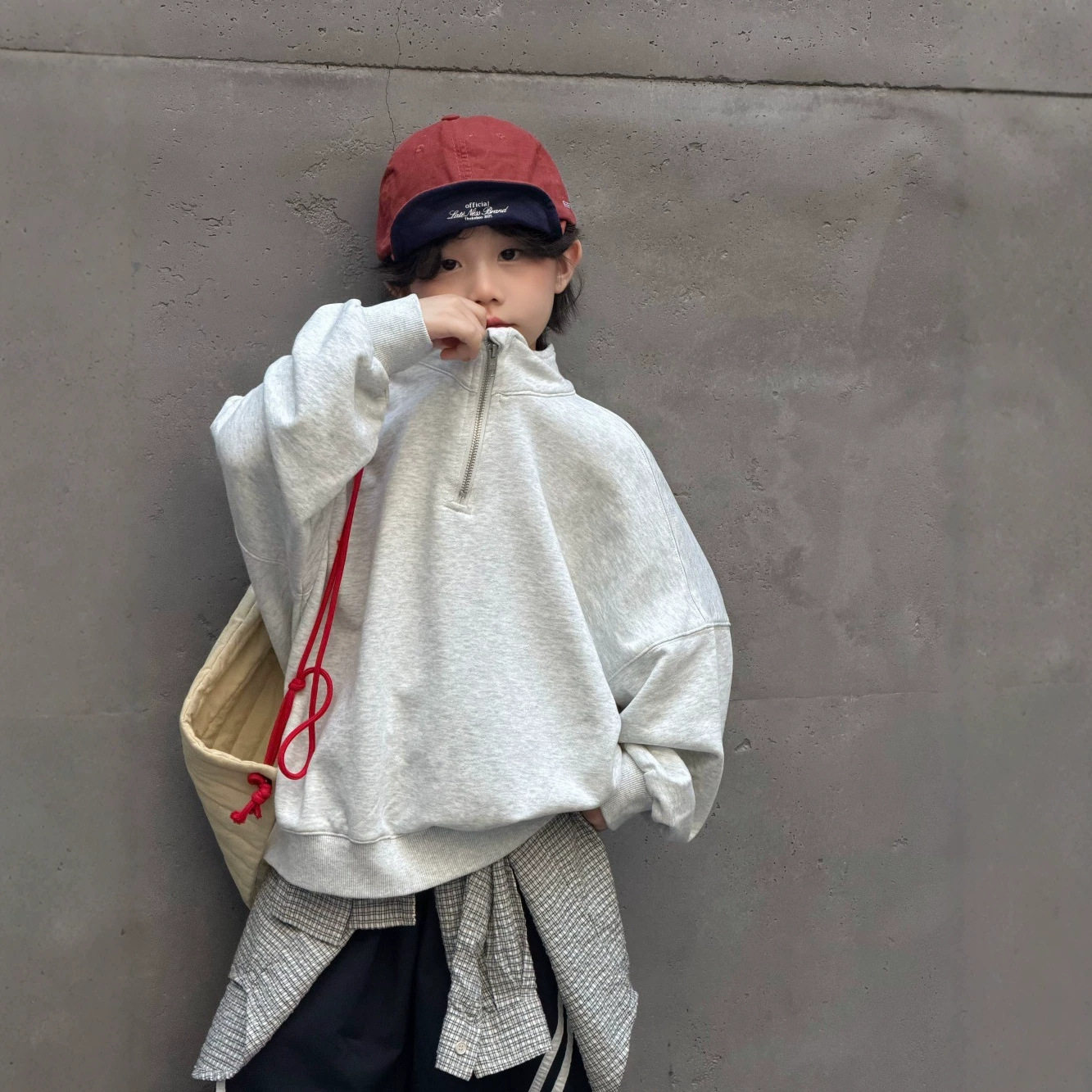 秋季新款男童美式复古拉链卫衣