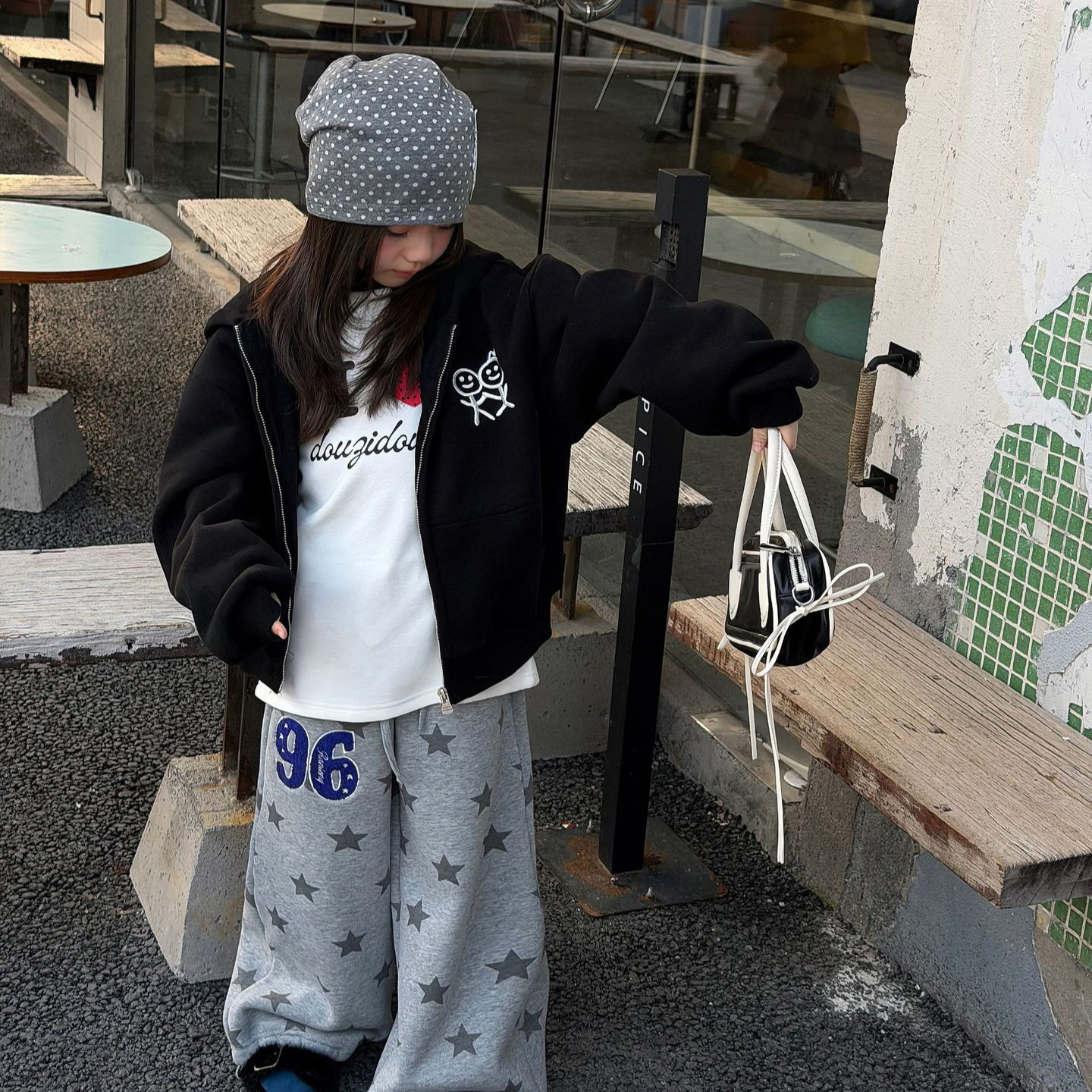 秋冬女童加绒加厚连帽拉链外套