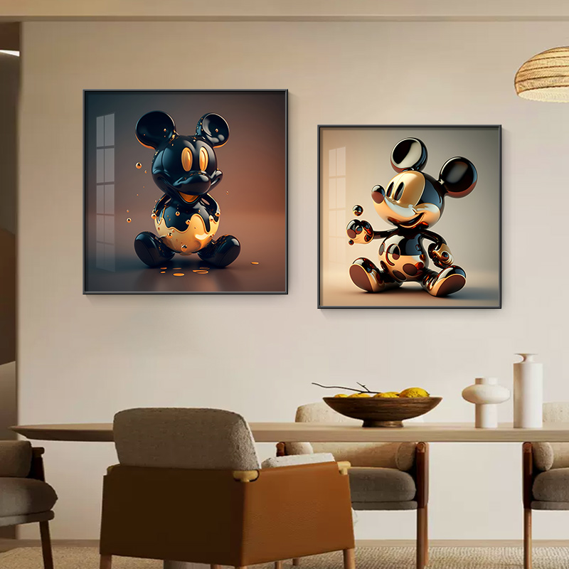 卡通米奇餐厅装饰画现代简约儿童房卧室床头画酒吧时尚艺术挂画图片