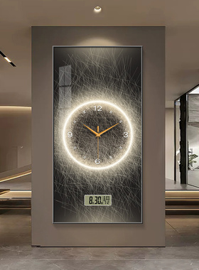 高级感玄关装饰画 画钟表挂钟客厅2025新款极简抽象画 画万年历时