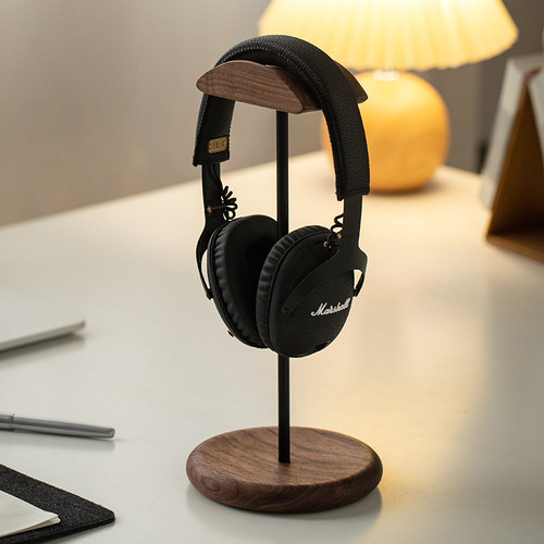 黑胡桃木铝合金头戴式耳机支架