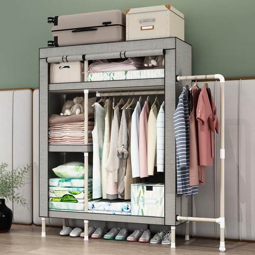 布衣柜钢管加粗加固简易衣柜布艺收纳加厚卧室家用经济型挂衣柜子