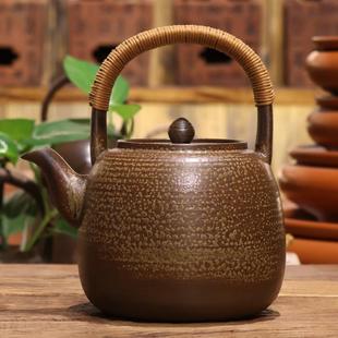 高窑温柴烧老岩泥提梁煮茶壶户外露营潮汕工夫茶炭炉电陶炉烧水壶