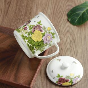 大容量骨瓷茶杯带盖子家用水杯个人专用泡茶杯陶瓷茶具杯子主人杯