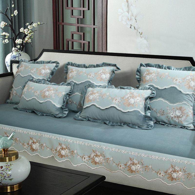 新中式沙发垫座垫套罩123组合垫子丝绒防滑实木中式沙发坐垫巾,居家布艺,沙发垫,淘宝优惠券,粉丝福利购,淘宝优惠卷