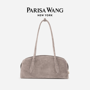 Parisa Wang春季灰色麂皮腊肠包法棍包大容量休闲通勤嘉柏丽系列