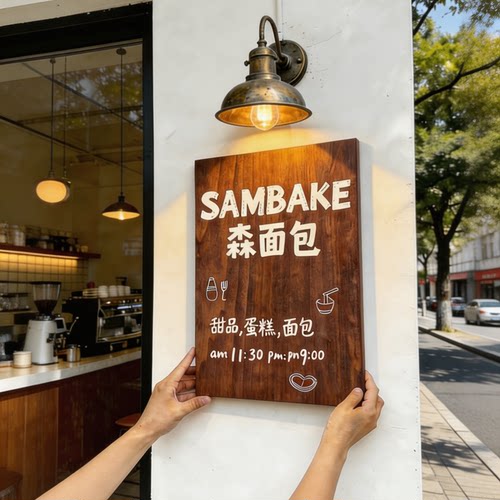 真实木创意招牌免费刻字支持定制