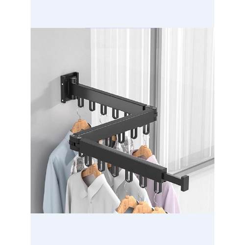 窗户外面晾衣杆可伸缩阳台室内墙上固定墙面无需不用打孔的晾衣架