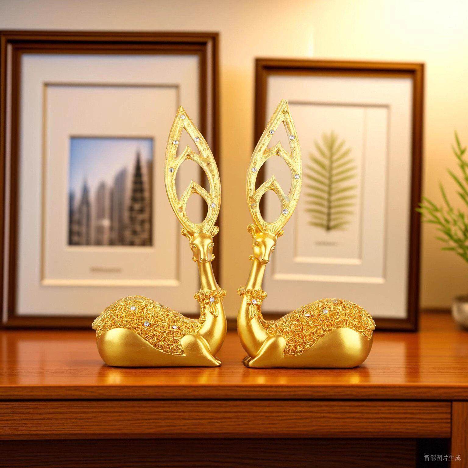 招财鹿摆件寓意好工艺品发财麋鹿树脂家居客厅酒柜装饰品轻奢高端,家居饰品,装饰摆件,淘宝优惠券,粉丝福利购,淘宝优惠卷