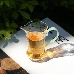 夏禾茶具耐热玻璃创意茶海带把手防烫加厚锤纹公道杯小号分茶器