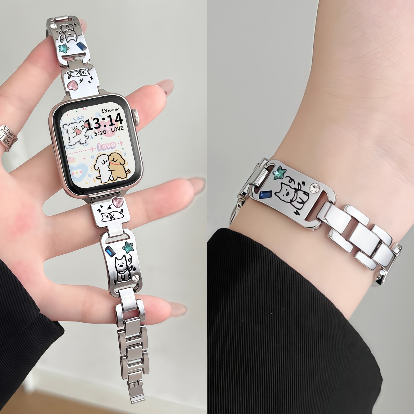 适用红米watch可爱彩钻小狗表链