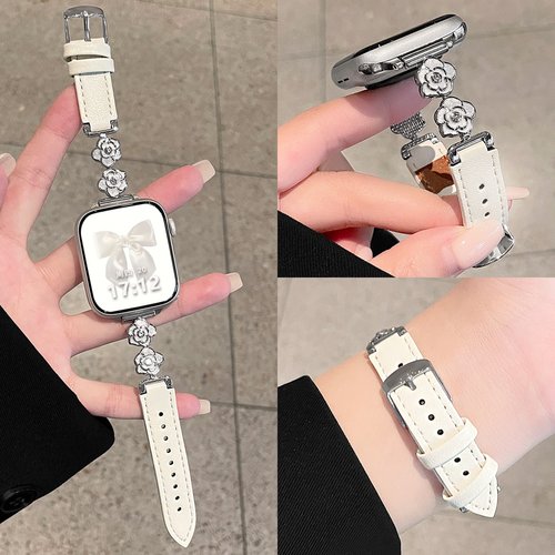 适用红米watch山茶花皮质表带