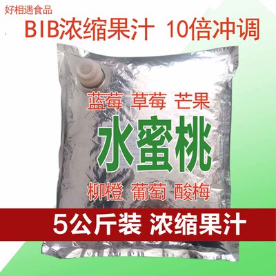 BIB果汁10倍浓缩水蜜桃商用浓浆自助餐现调机饮料冷热冲饮5kg包邮