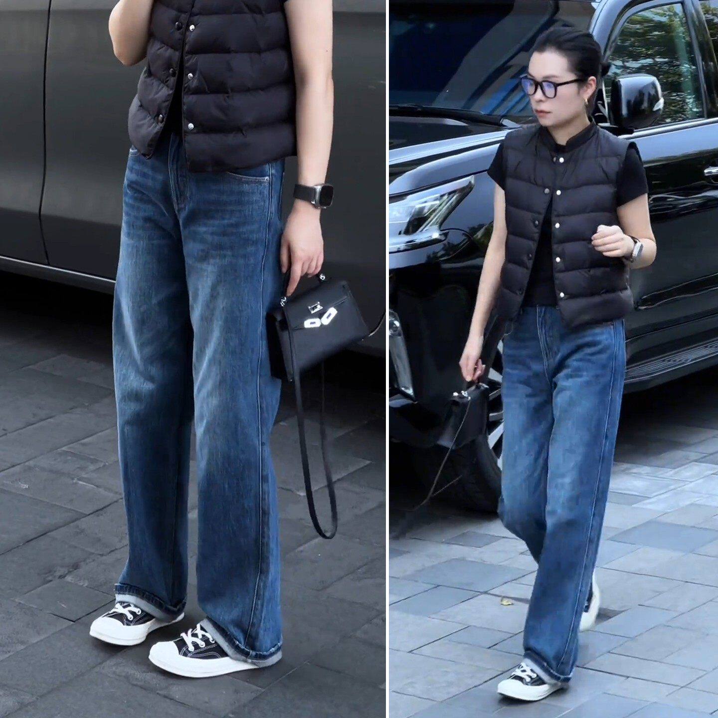 加绒直筒裤巨好看的牛仔裤女2025新款秋冬高腰窄版阔腿裤显瘦宽松