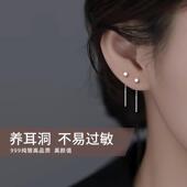 睡觉不用摘S999纯银小方块耳线养耳洞小众设计百搭简约轻奢女高级