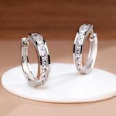 S925纯银针莫桑石耳环仿钻石耳扣轻奢高级感圈圈耳饰新款 爆款 气质