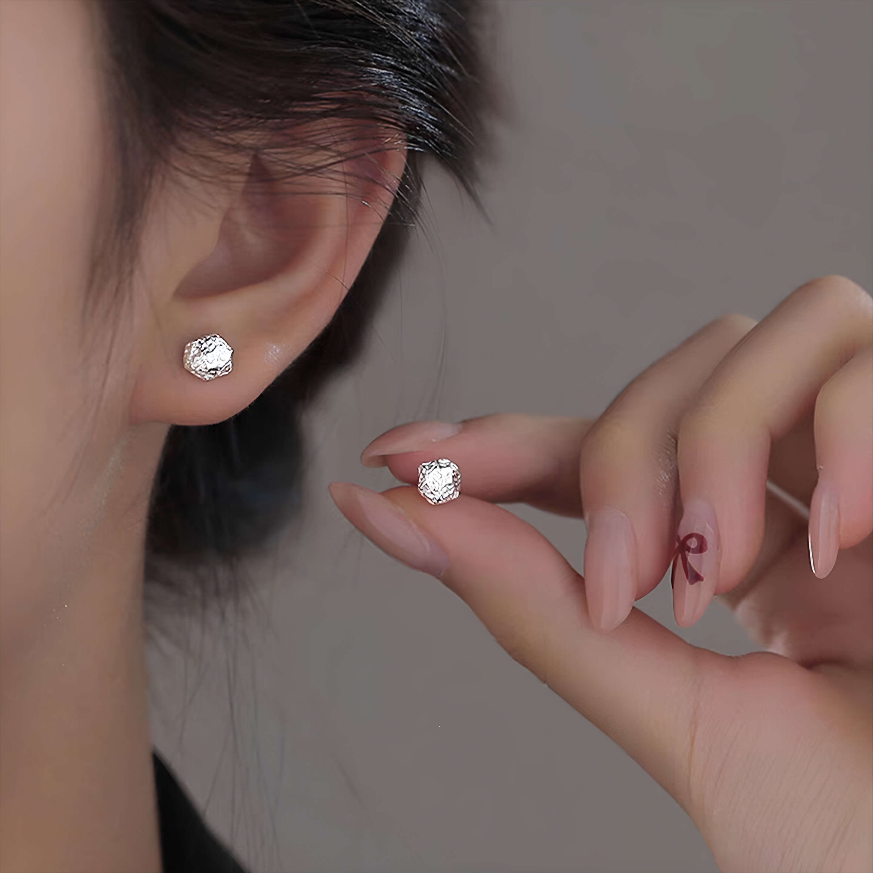 S999纯银碎银几两耳钉女图片