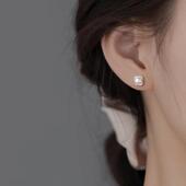 S999纯银几何珍珠耳钉新款 爆款 网红百搭气质高级感轻奢小众设计女