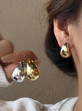 S925纯银针ins不规则水滴耳钉欧美气质简约几何耳环高级冷淡风女