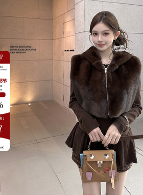 Hello17 10/29 20:00【枫叶季节】环保皮草高级贵气披肩连帽设计